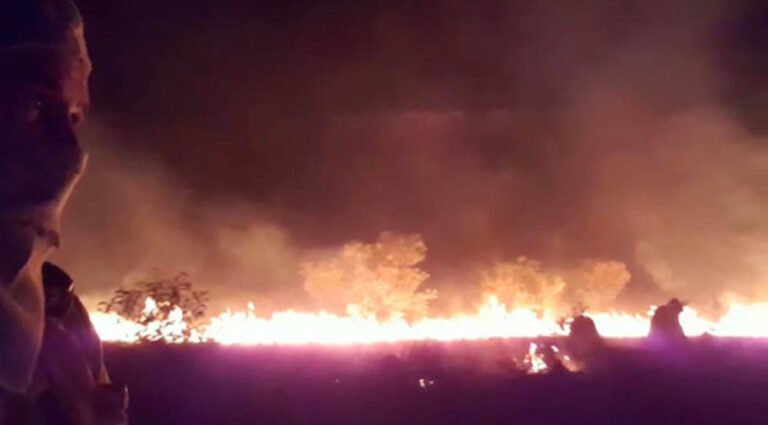 Reproducción de vídeo grabado por un bombero el 20 de septiembre de 2020, que muestra un incendio en Mata do Mamão